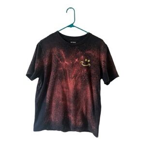 Old Navy Bleach Dyed Graphic T-Shirt Large Black Smiley Face Custom Tee